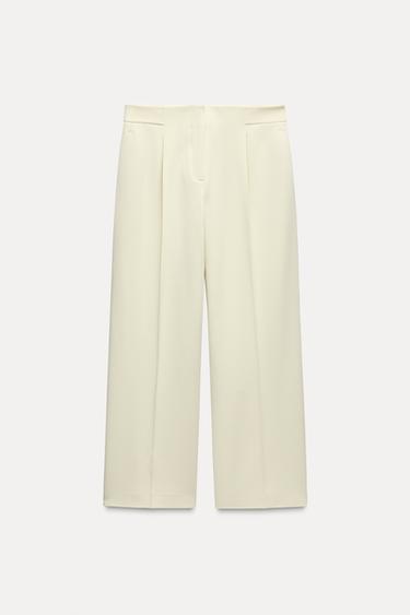 CALÇA COM PREGAS ZW COLLECTION - Cru da Zara