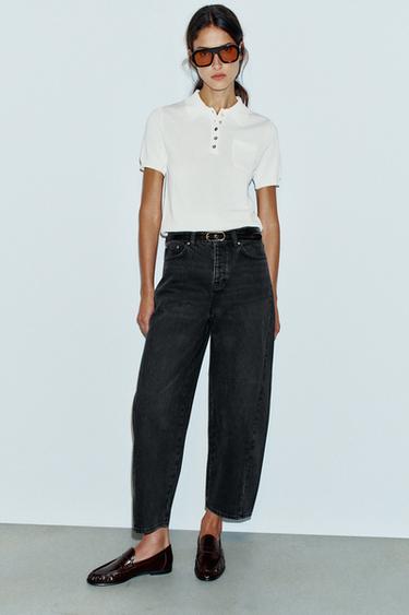 JEANS Z1975 BARREL TIRO ALTO COSTURAS - Negro de Zara