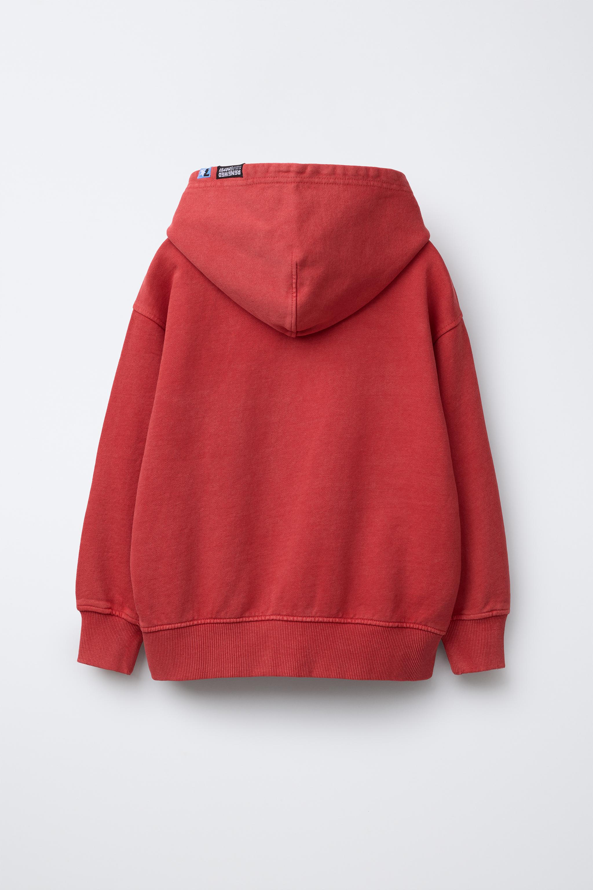TEXT PRINT HOODED SWEATSHIRT - Red | ZARA United States