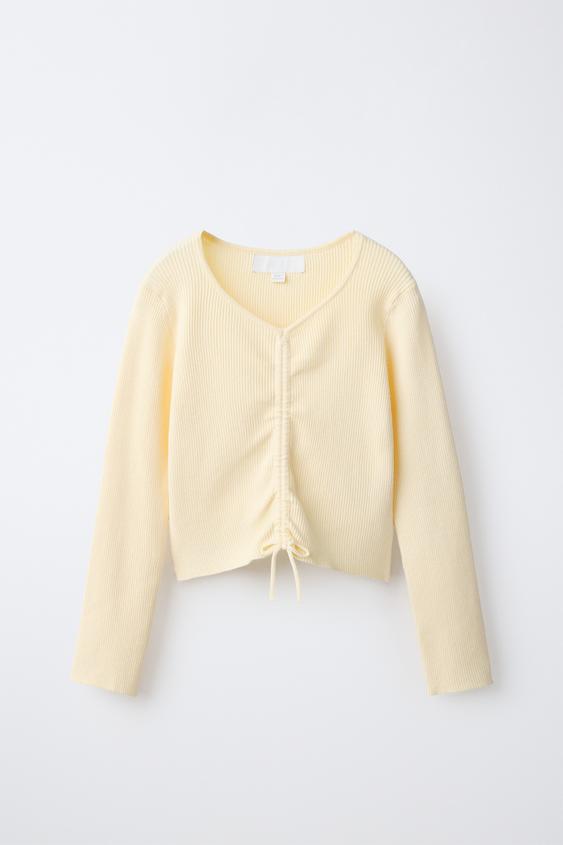 RIBBED KNIT GATHERED JUMPER - yellow by Zara - Image 0