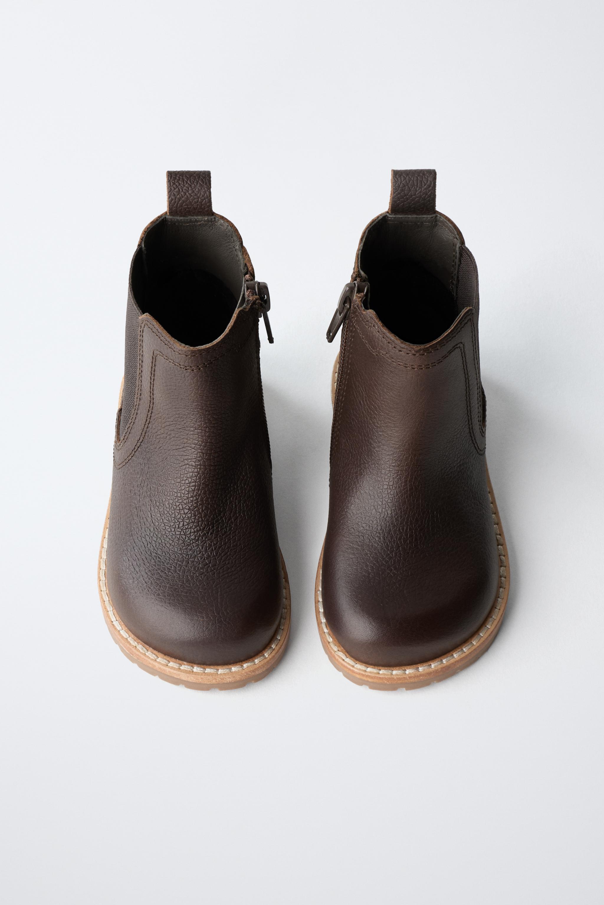 レザーチェルシーブーツ - ブラウン | ZARA Japan / 日本