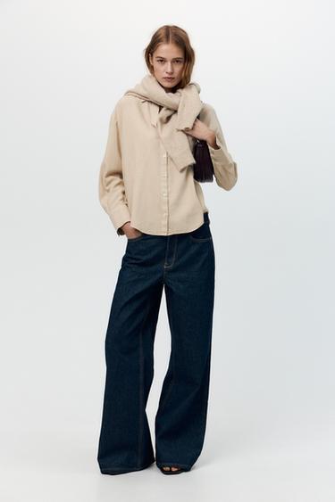 CAMISA COM LINHO - Bege da Zara