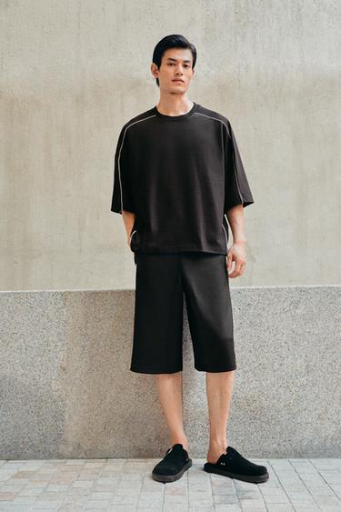 TECHNICAL STRIPE BERMUDA SHORTS - Black by Zara