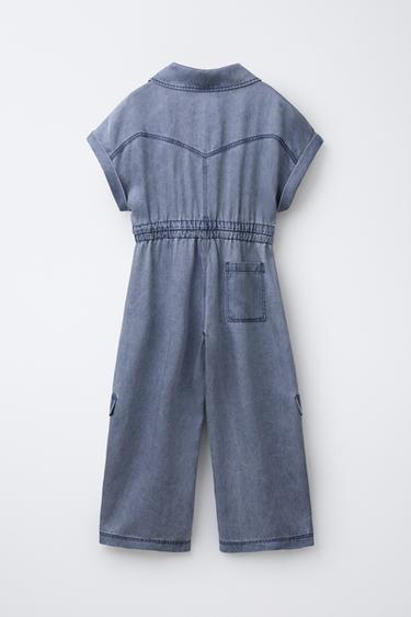 FLOWING CARGO JUMPSUIT - Mid-blue by Zara - Image 1
