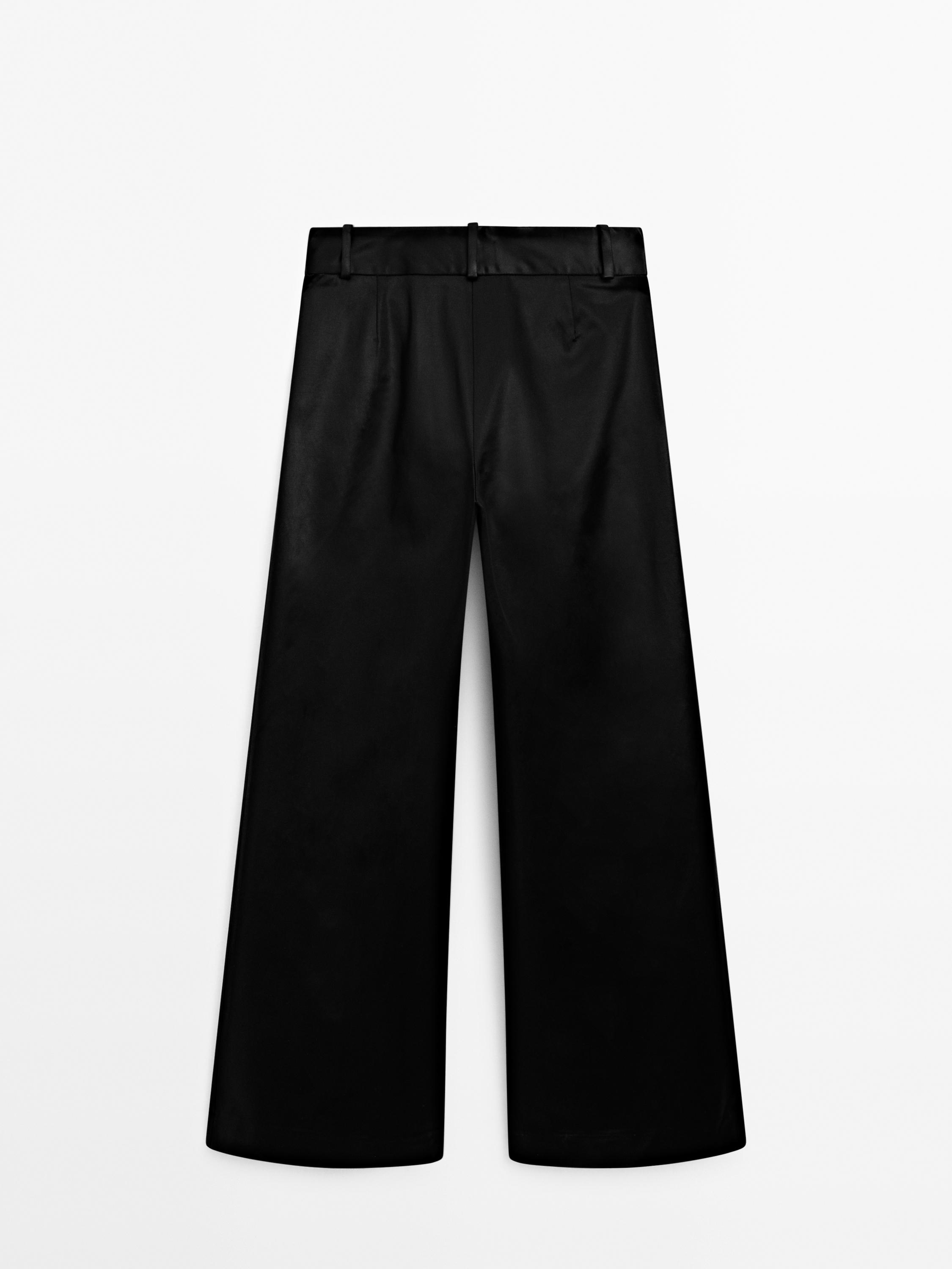 Straight-leg trousers with shiny detail - Studio - Black