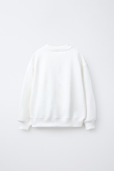 SWEATSHIRT WITH SLOGAN AND BOWS - Ecru by Zara - Image 1