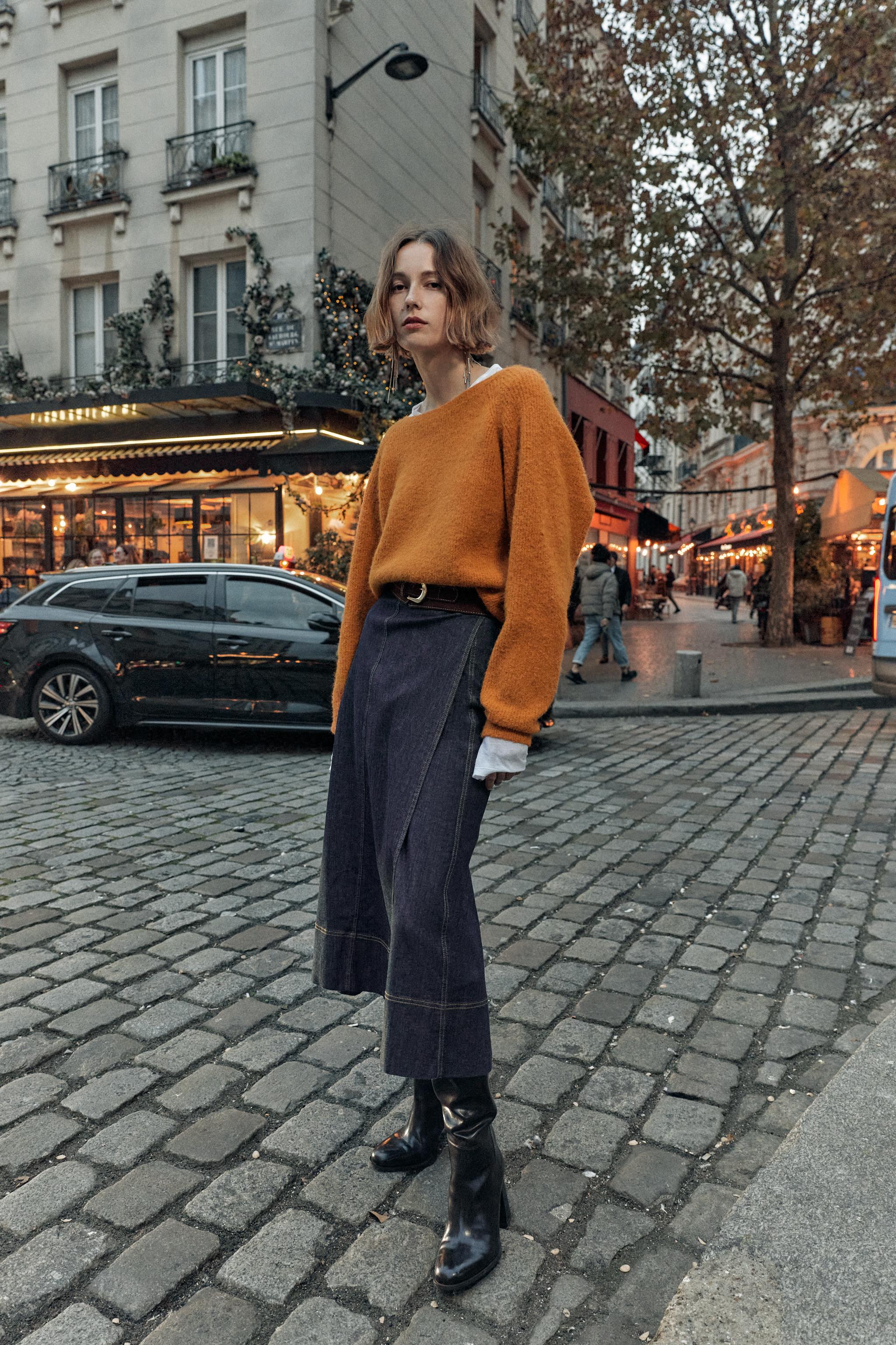 Z1975 BELTED WRAP DENIM MIDI SKIRT - Indigo | ZARA United States