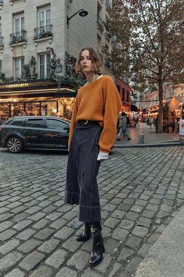 ЮБКА Z1975 МИДИ ИЗ ДЕНИМА С РЕМНЕМ — ИНДИГО от Zara — изображение 0