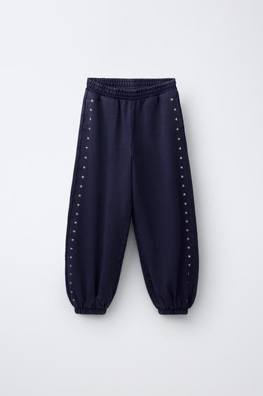 Zara STAR STUD JOGGER PANTS - Blue