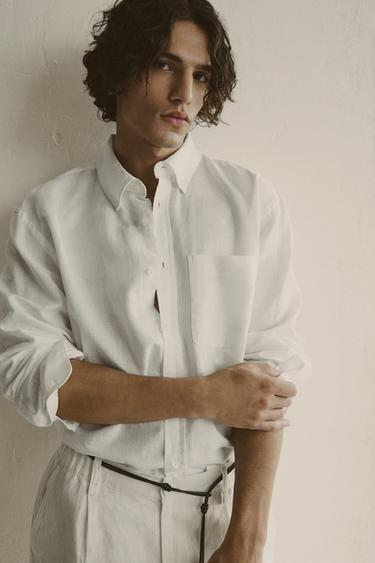 REGULAR FIT LINEN-COTTON SHIRT - White by Zara