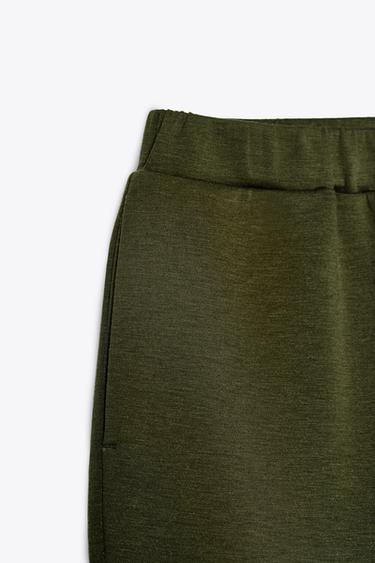 Zara FLOWY PANTS - Dark khaki