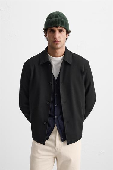 REGULAR FIT OVERSHIRT - Black by Zara