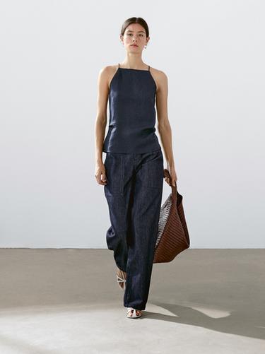 Zara Wide leg denim trousers - Blue - Image 0