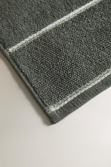 BATH TOWEL WITH RICE STITCH BORDER - Dark green by Zara - Image 2