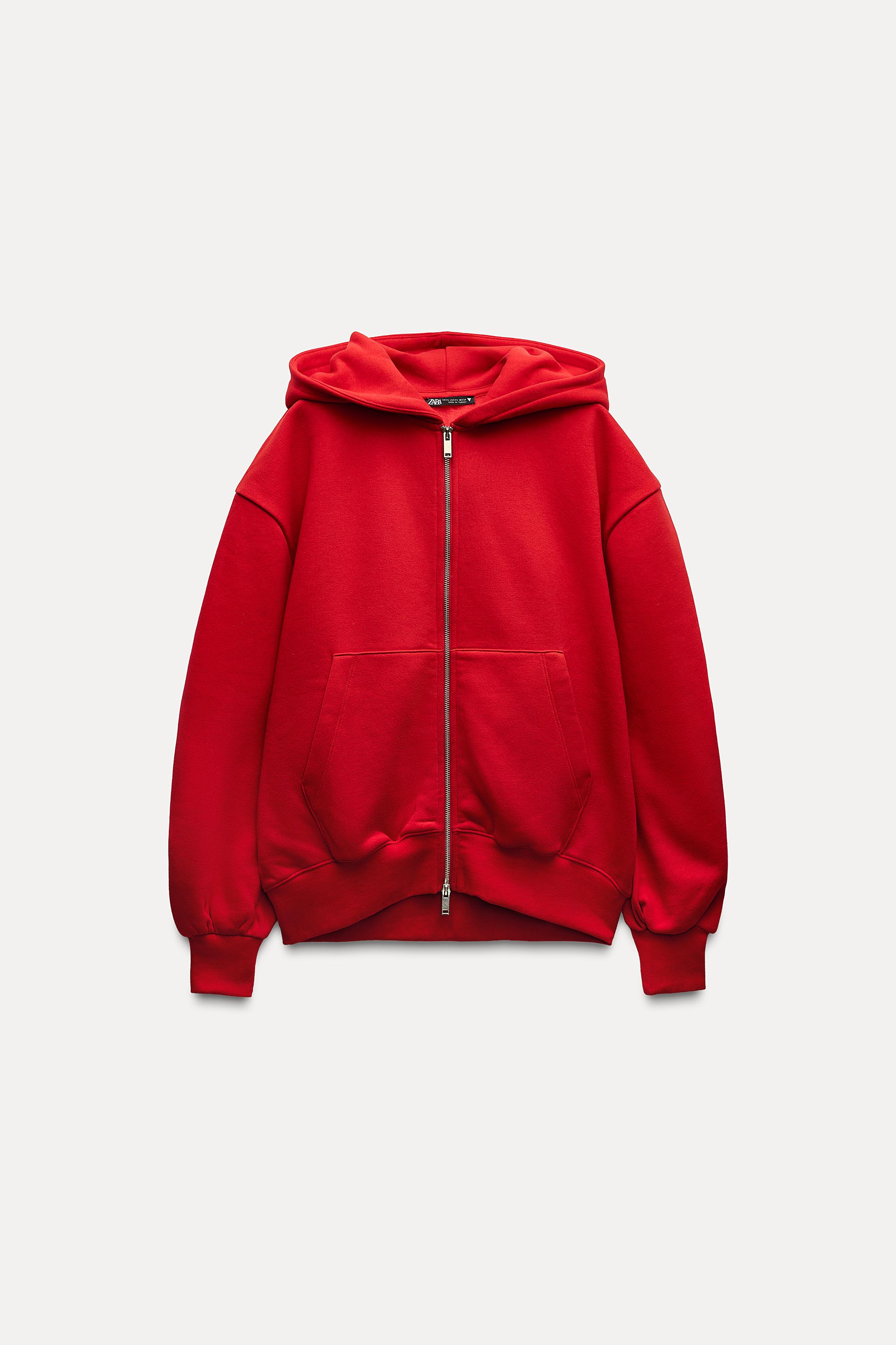 Red hoodie zara sale