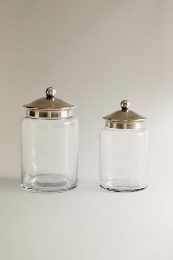 BATHROOM JAR WITH METAL LID - Silver | ZARA United Kingdom