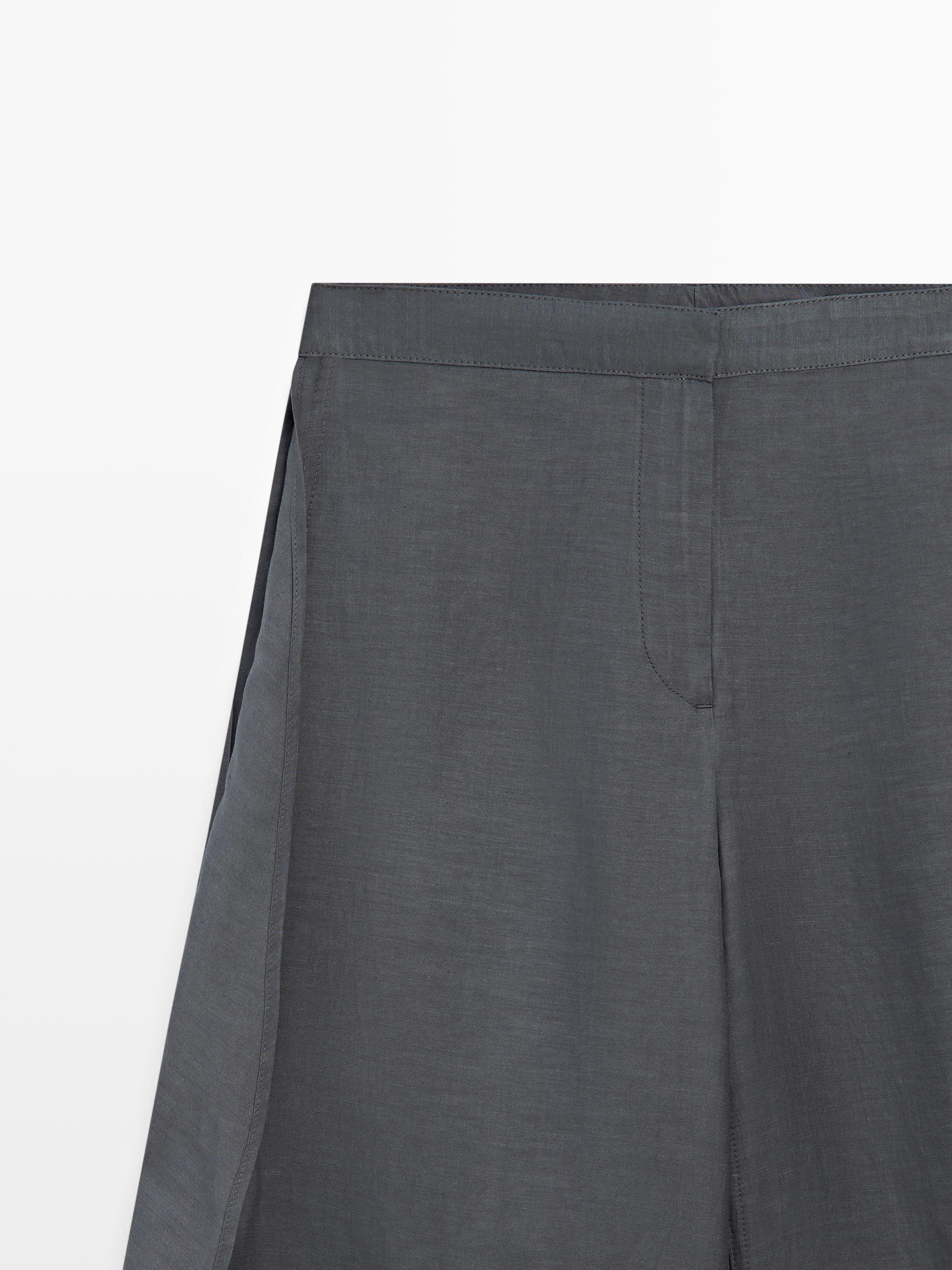 Linen blend trousers with slit details