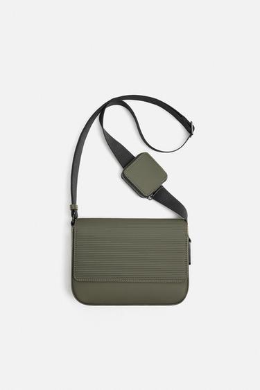 MALA A TIRACOLO EFEITO DE CAUCHO TEXTURA - Verde-caqui da Zara