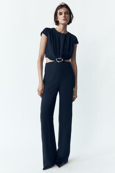 CUT-OUT JUMPSUIT WITH APPLIQUÉ - Navy blue by Zara - Image 0