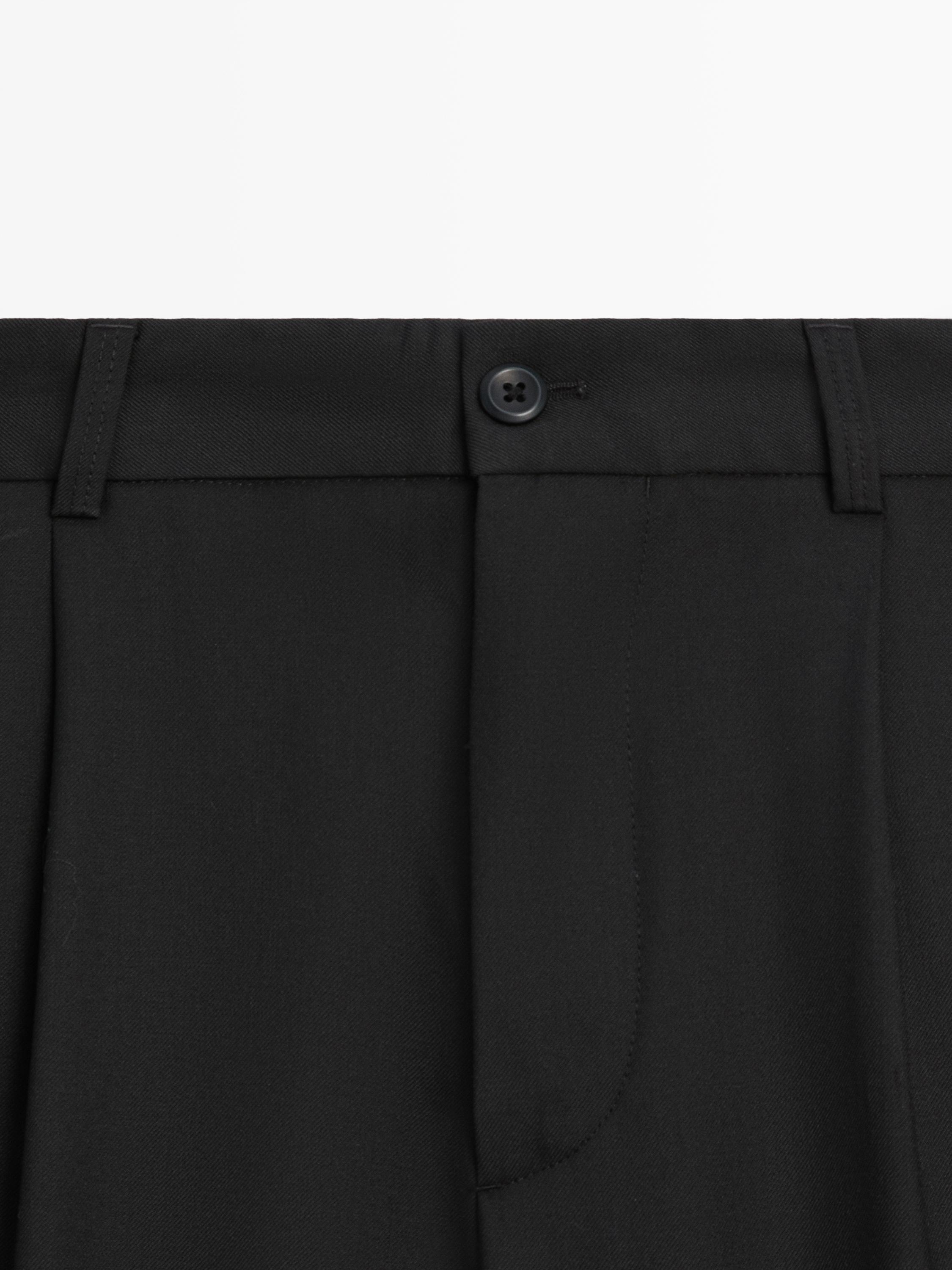 Relaxed fit darted cool wool blend trousers