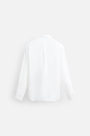 100% LINEN SHIRT - White by Zara - Image 3