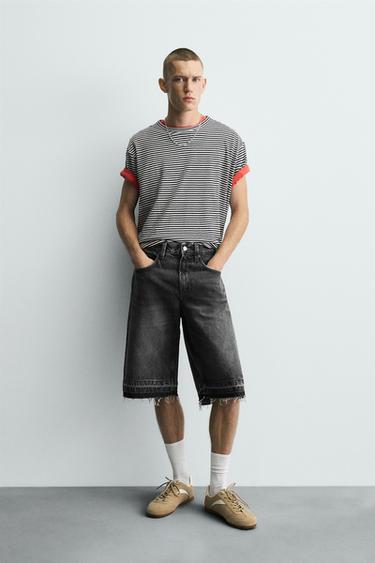 BERMUDA DENIM BAGGY FIT - Negro de Zara
