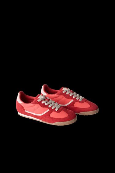 LEATHER TRAINERS - Red by Zara