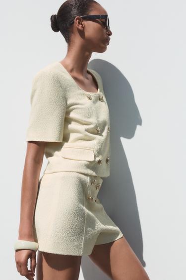TEXTURED SHORT SLEEVE BLAZER - Printed by Zara - Image 3