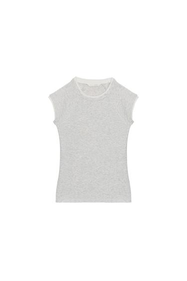 SAMARRETA EFECTE DOBLE MÀNIGA CURTA - Gris vigoureux de Zara