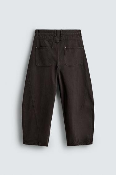BALLOON FIT TROUSERS WITH SEAMS - Brown by Zara - Image 7