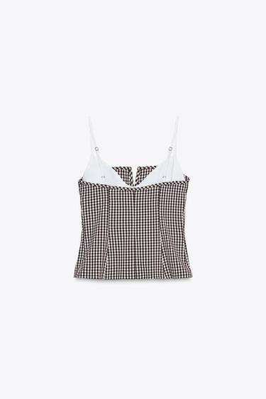CHECK STRETCH TOP - brown/white by Zara - Image 6
