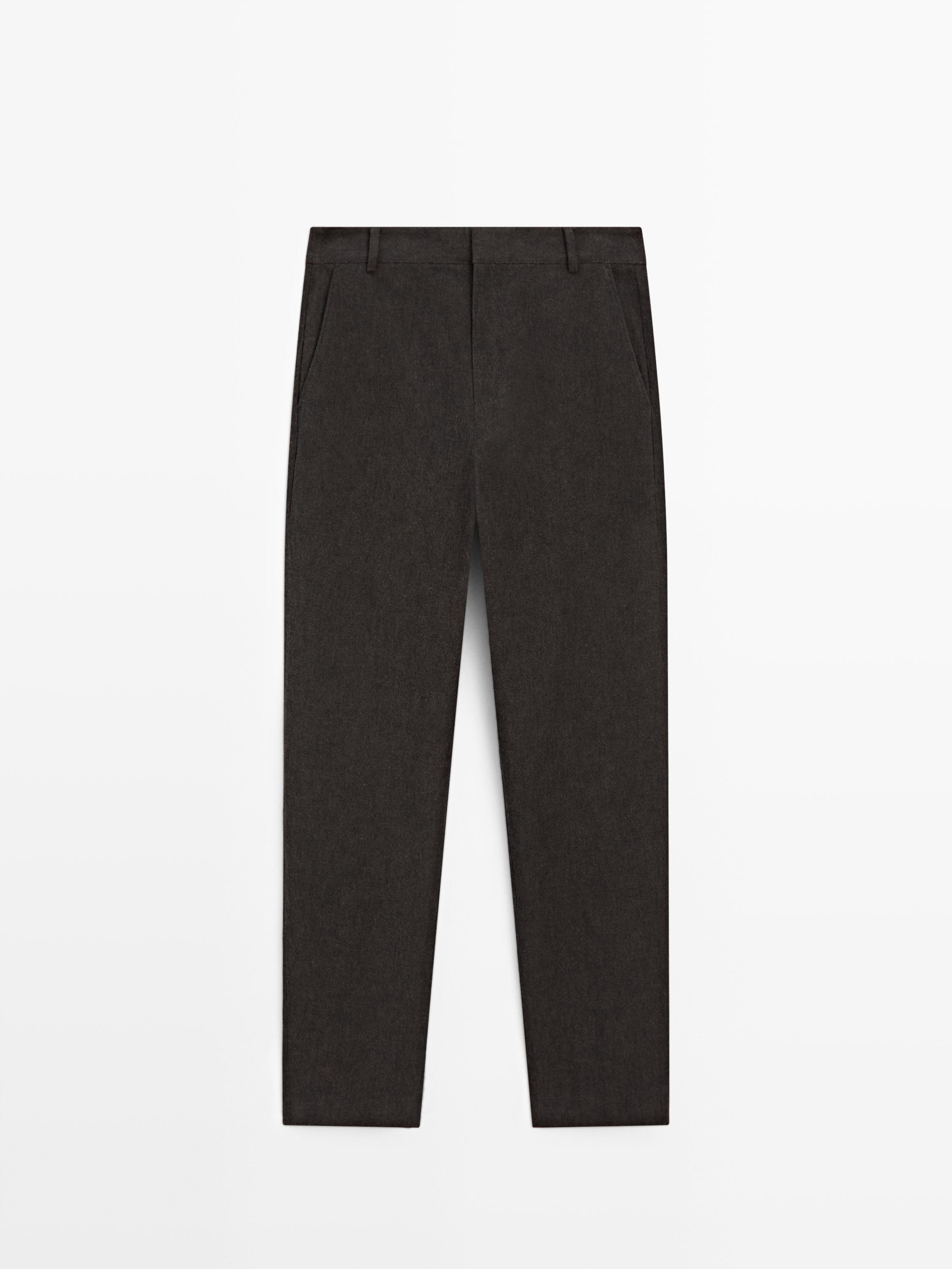 Slim fit linen blend trousers