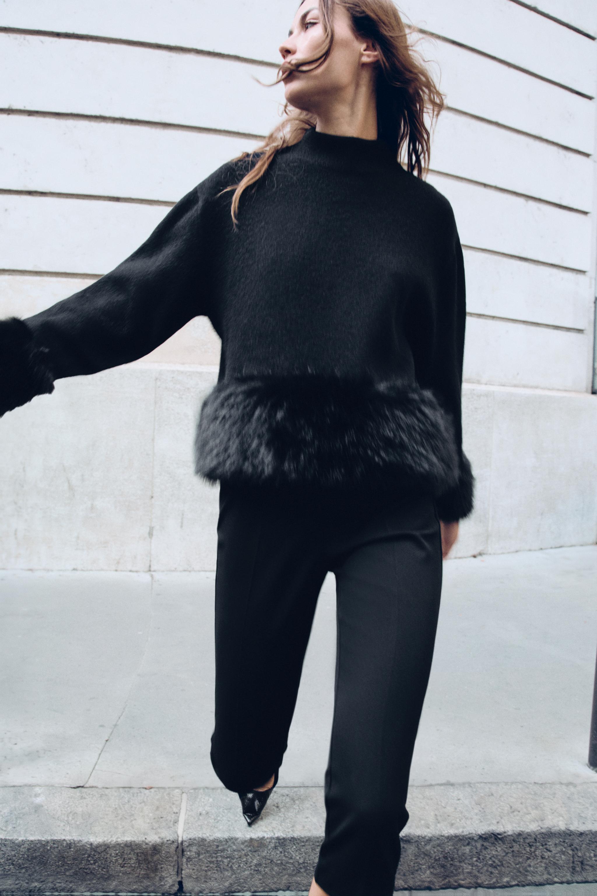 FAUX FUR EFFECT COMBINED SWEATER