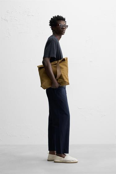 COTTON/LINEN RELAXED FIT TROUSERS - Blue by Zara - Image 3