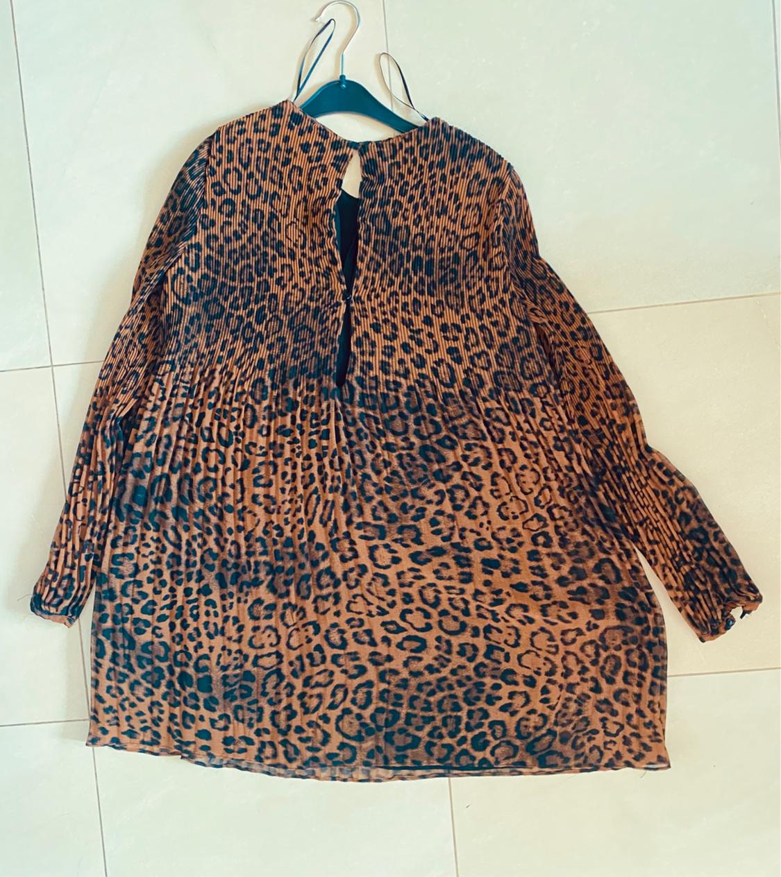 PLEATED ANIMAL PRINT PLAYSUIT DRESS - Image 2