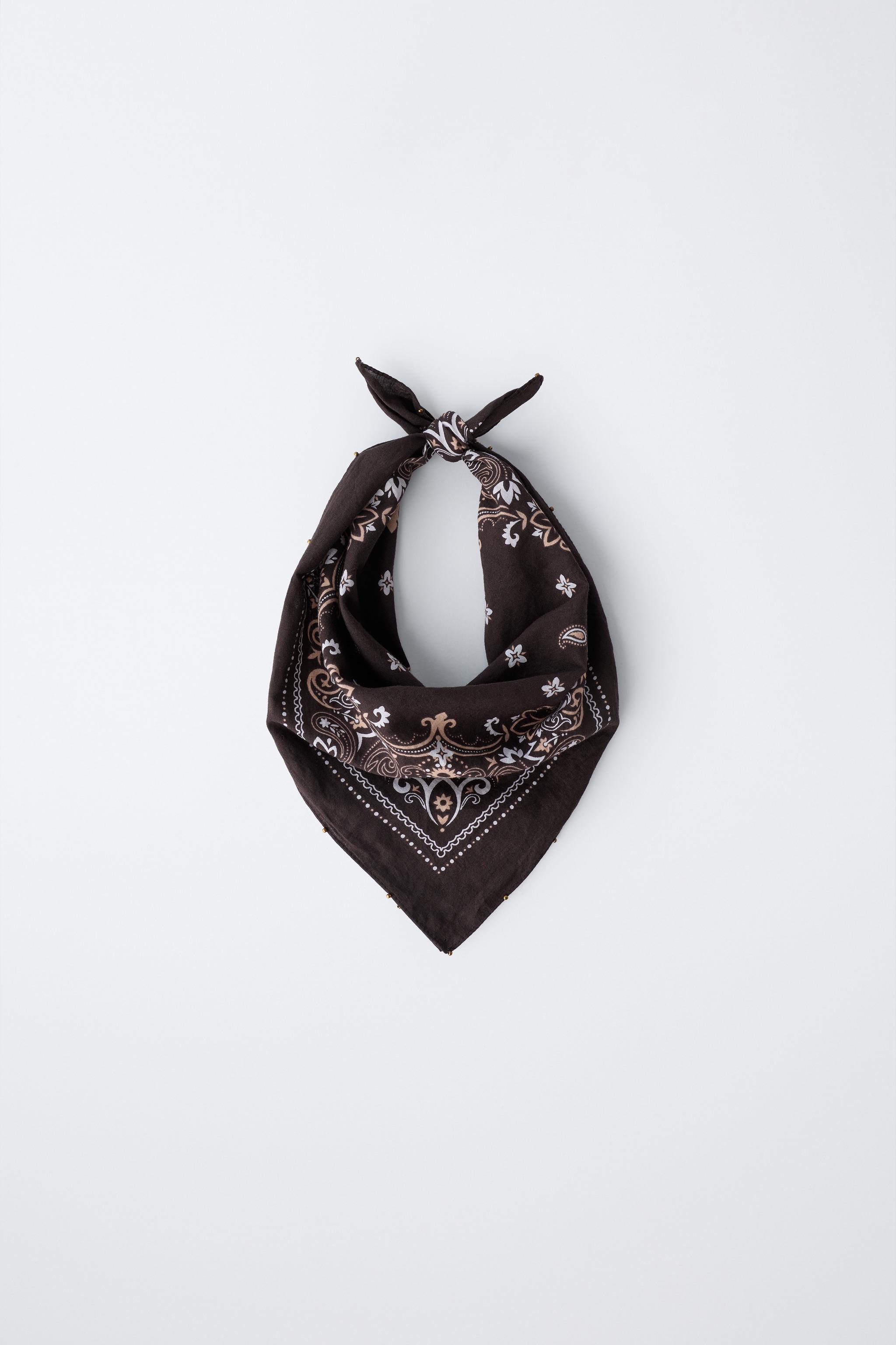 BANDANA QUADRADA ESTAMPADA - Marrom | ZARA Brasil