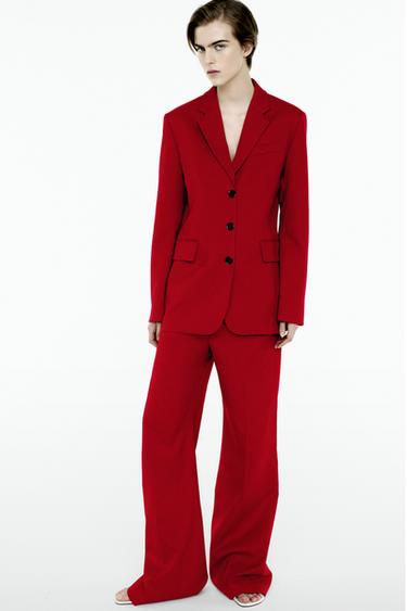 Zara PANTS WITH A HIGH WAIST ZW COLLECTION - Bright red