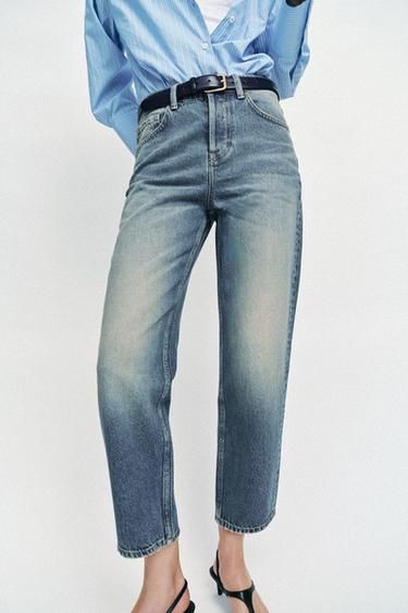 Z1975 SLIM CROPPED MID-WAIST JEANS - Blue / Green by Zara