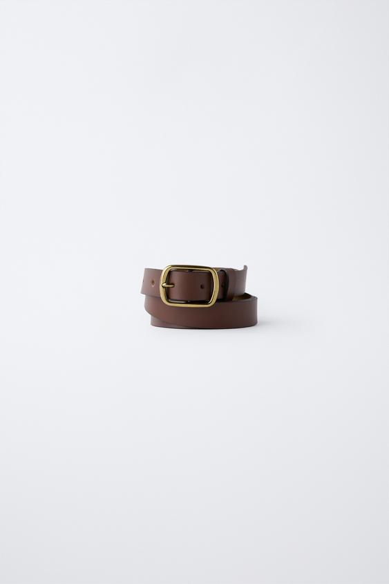 CINTURÓN 100% PIEL - Marrón de Zara - Imagen 0