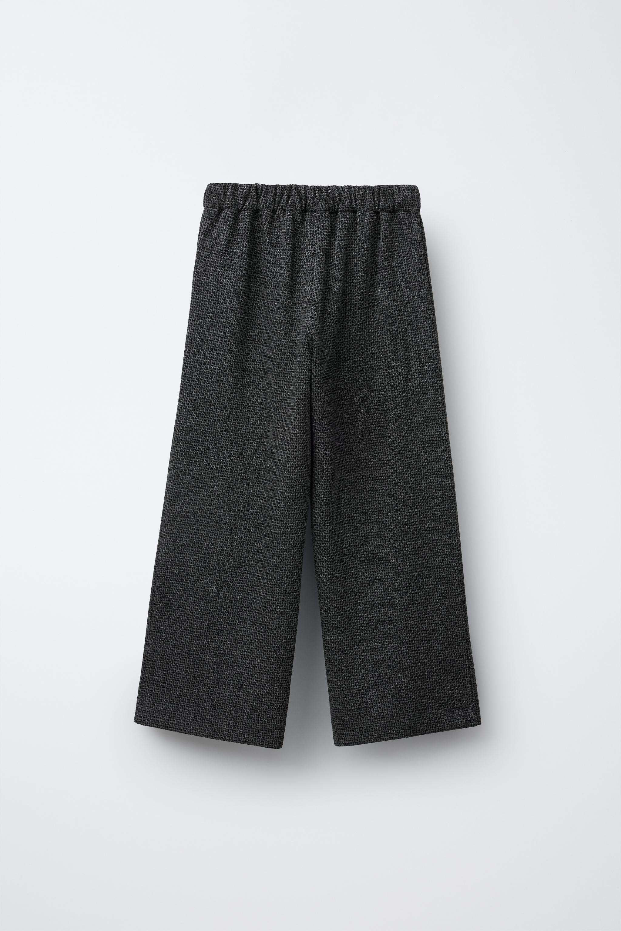 HOUNDSTOOTH STRAIGHT LEG PANTS - Anthracite grey | ZARA Canada