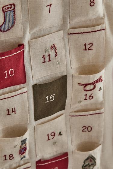 CHRISTMAS EMBROIDERED ADVENT CALENDAR - Multicoloured by Zara