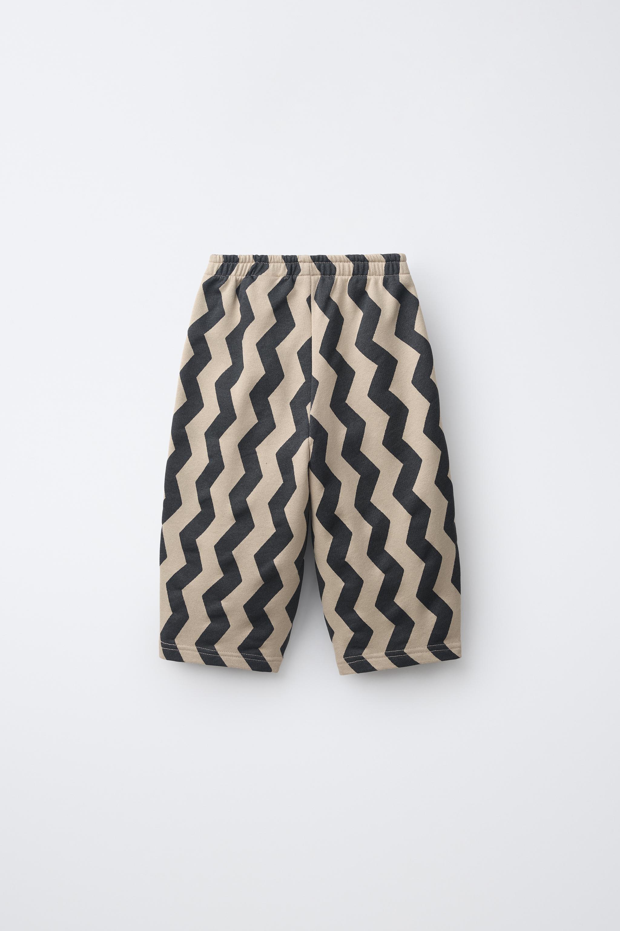 WAVE PRINT BALLOON PLUSH PANTS — Black / Sand (alternate view)