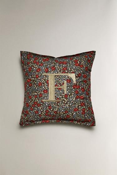 FLORAL CHRISTMAS LETTER 'F' CUSHION - Multicoloured by Zara - Image 0