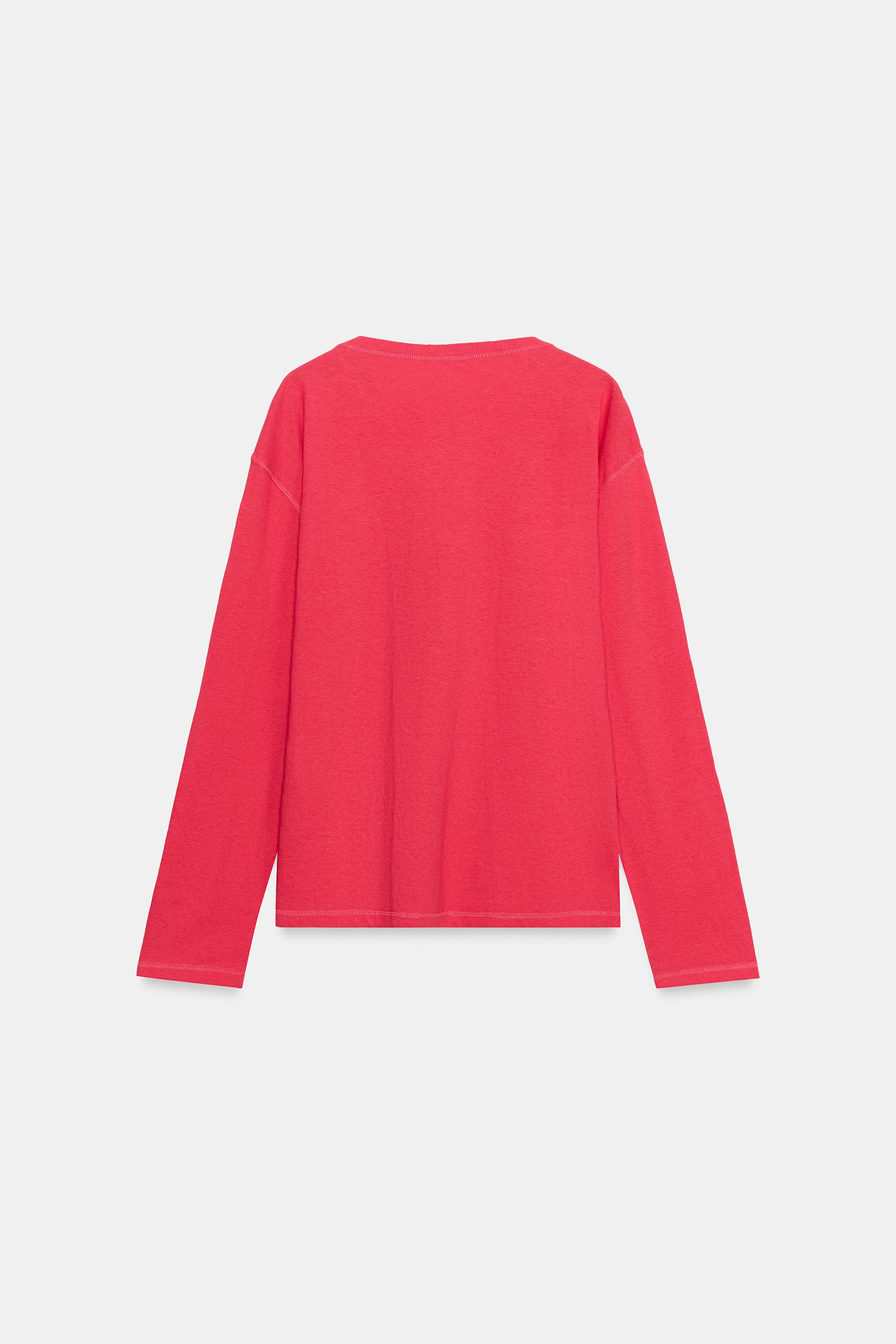 Zara KETEN İÇERİKLİ DÜĞMELİ YAKA T-SHIRT görsel 7