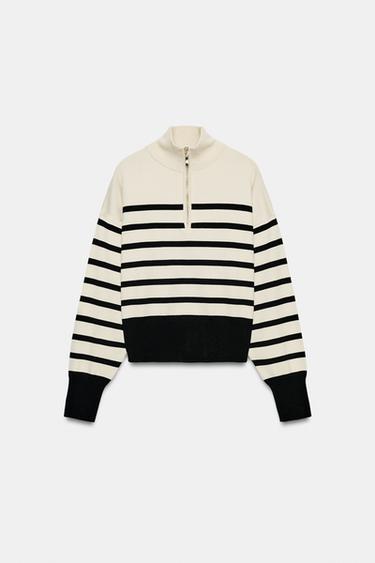 STRIPED KNIT ZIPPED JUMPER - striped by Zara