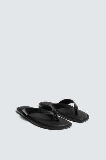 SANDALIA TIRAS GRABADO COCO - Negro de Zara