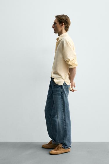 STRIPED FLOWING SHIRT - Yellow by Zara - Image 3