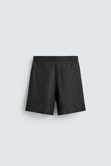 100% LINEN RELAXED FIT BERMUDA SHORTS - Black by Zara