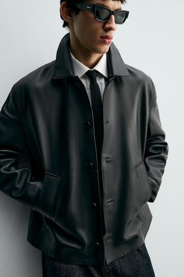 BLOUSON EN CUIR - Noir de Zara - Image 5