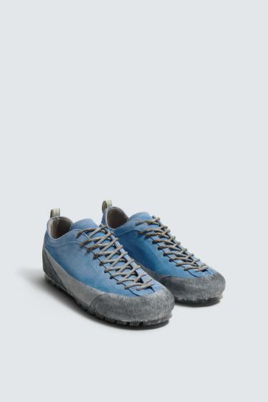 LEATHER VIBRAM® SOLE TRAINERS AARON LEVINE X ZARA - Blue by Zara
